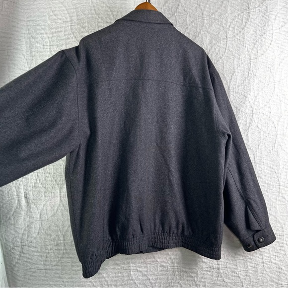 Vintage Nordstrom Bomber Jacket Mens L Large Wool Blend Lined Grey Y2K Hong Kong - Picture 15 of 16
